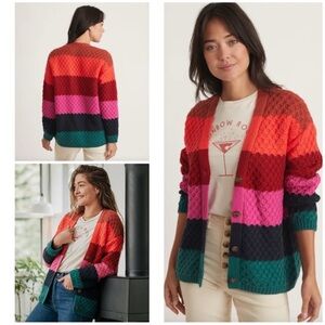 Marine Layer Brielle Oversized Cardigan Multi Colorblock Size XS